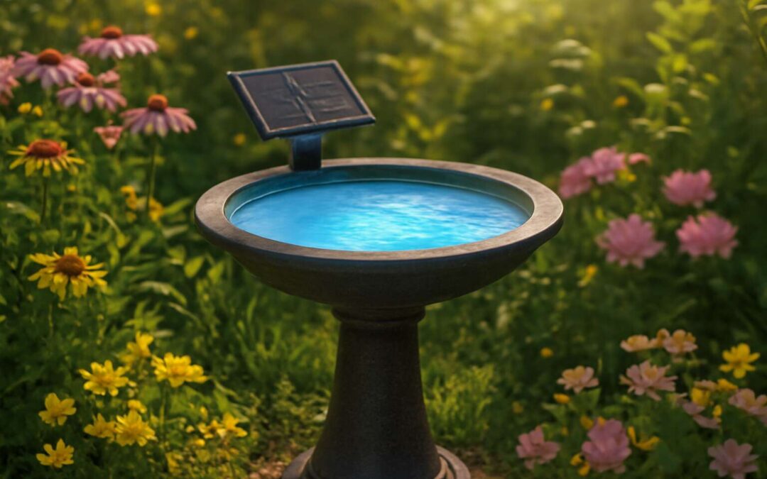 Garden Glow: solar light bird bath that attracts birds at night
