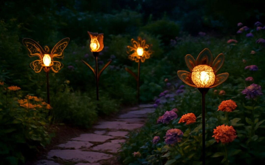 Illuminate your garden with solar lights yard art that glows at night