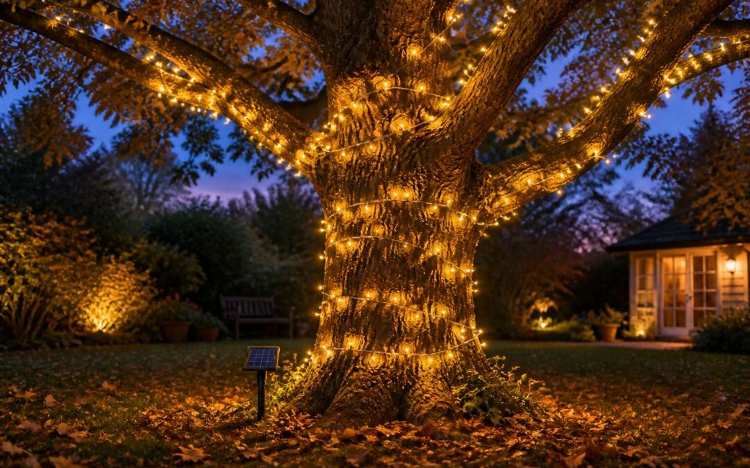 Solar lights under trees add beauty and safety to your yard.
