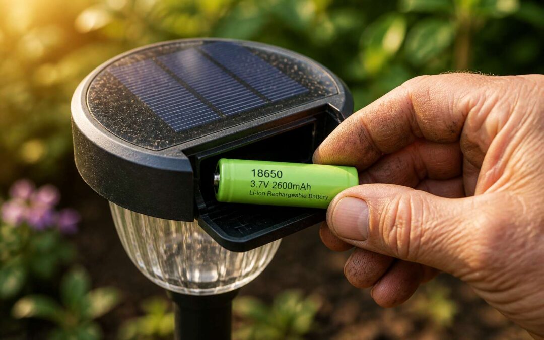Find a rechargeable battery for solar lights that works through dawn.