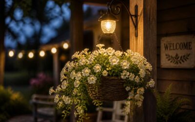 Brighten your patio with a solar light hanging basket.